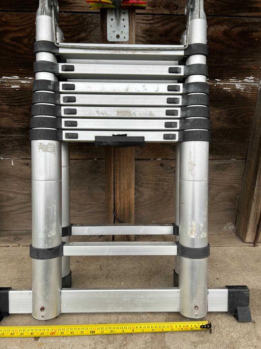 Scară telescopică pliabilă, portabilă, de 5 metri, din aluminiu