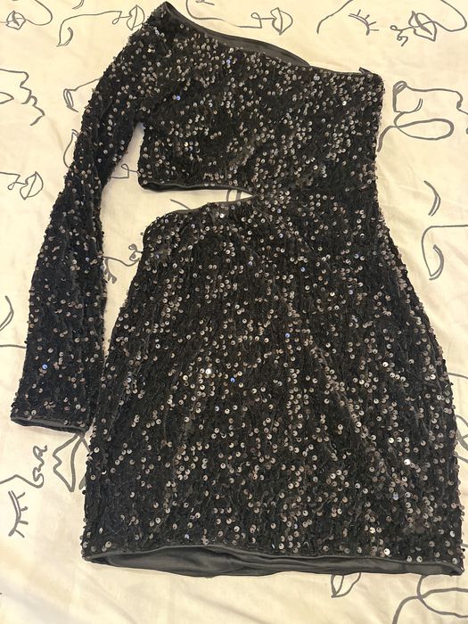 Официална къса рокля с паети XS