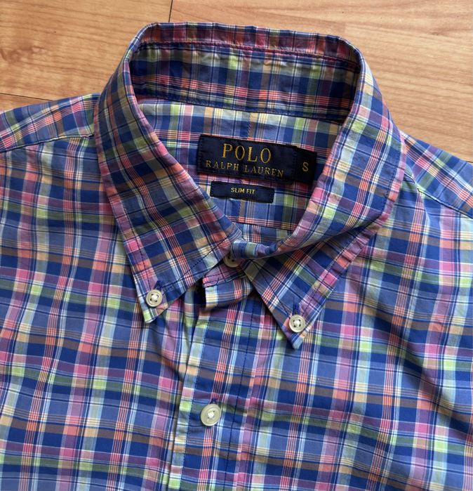 T-Shirt cămașă mânecă lungă carouri Ralph Lauren slim fit bumbac