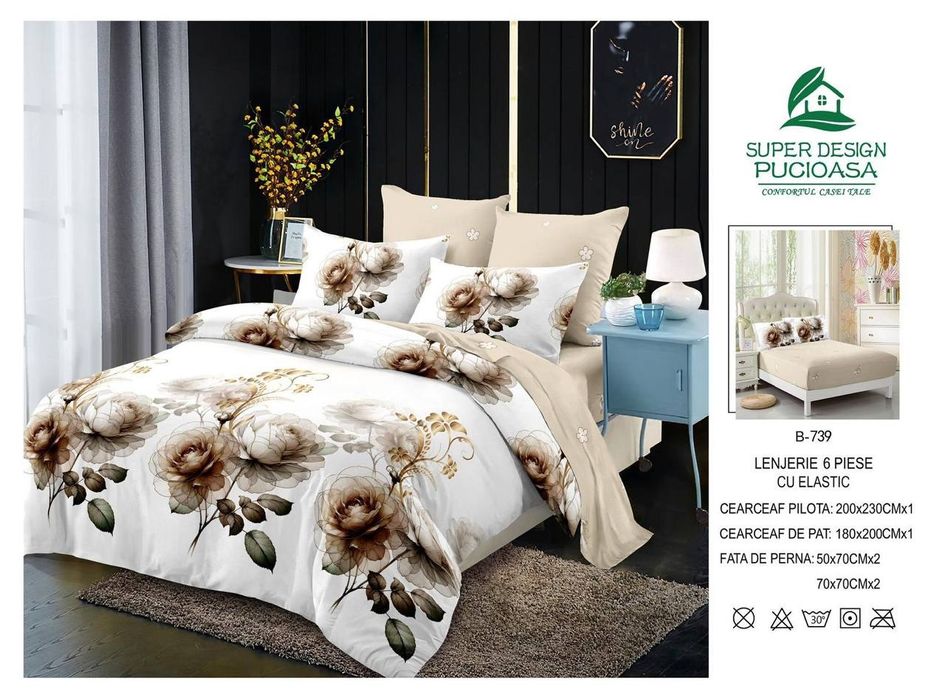 Lenjerii finet 6 piese complete cearceaf pe elastic !! 
Potrivit pt pa