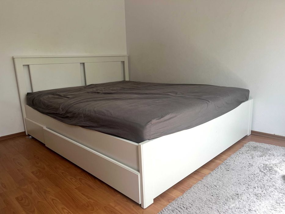 Cadru pat SONGESAND IKEA, 2 cutii depozitare, 140x200 cm + saltea JYSK