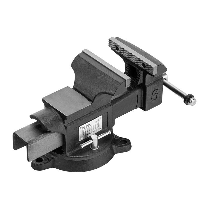 Тиски слесарные поворотные, стальная направляющая с наковальней