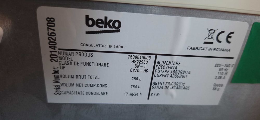 Congelator tip ladă,  288 l