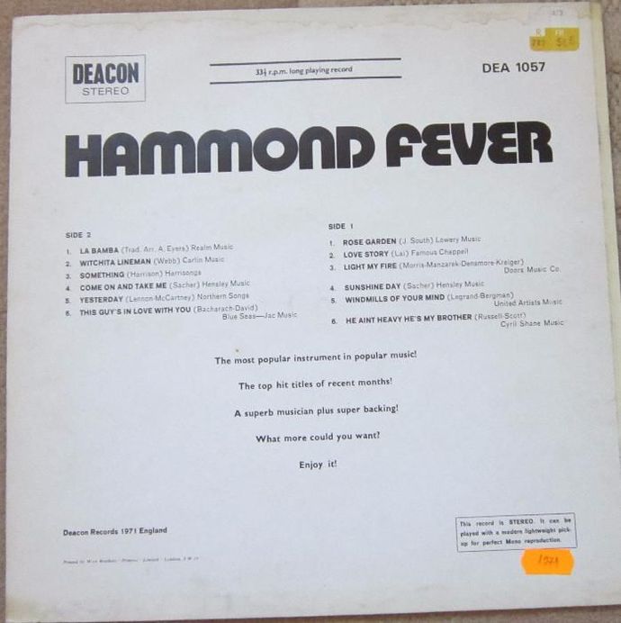 vinil '72 Hammond Fever - made in UK