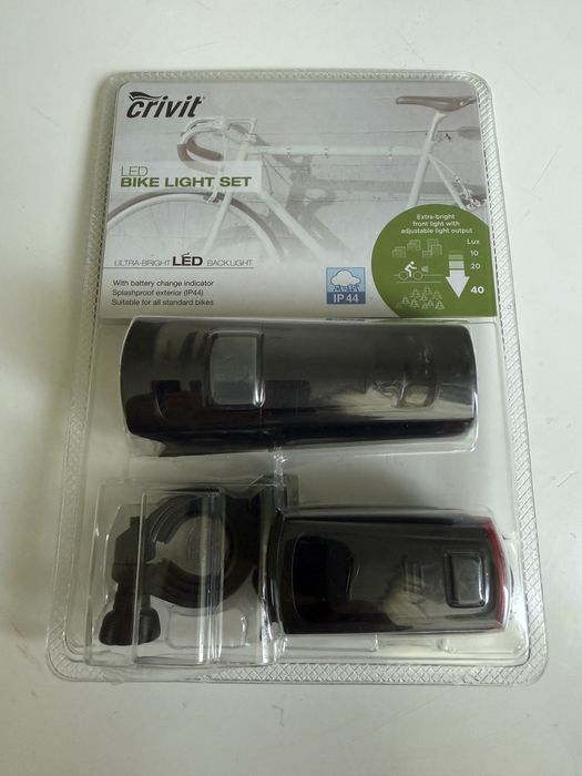 Set lumini bicicleta cu baterii Crivit