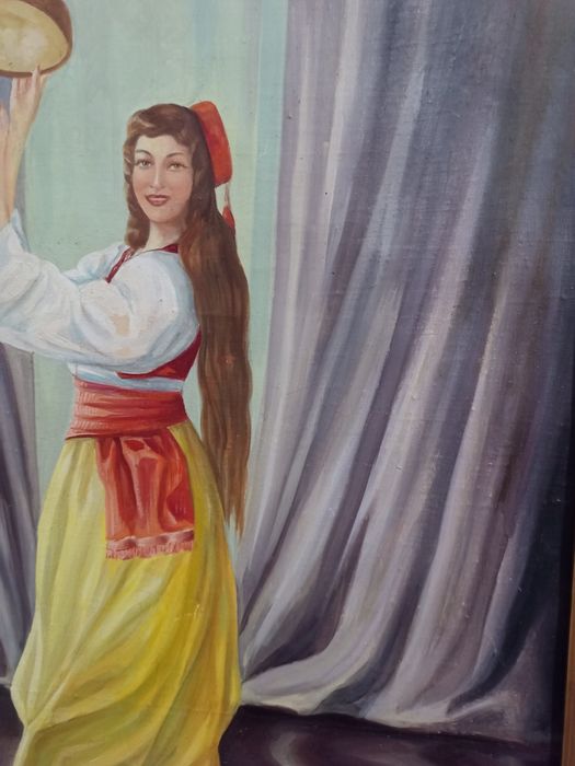 картина маслени бои Танцьорка с Даире (Ориенталски Мотив)