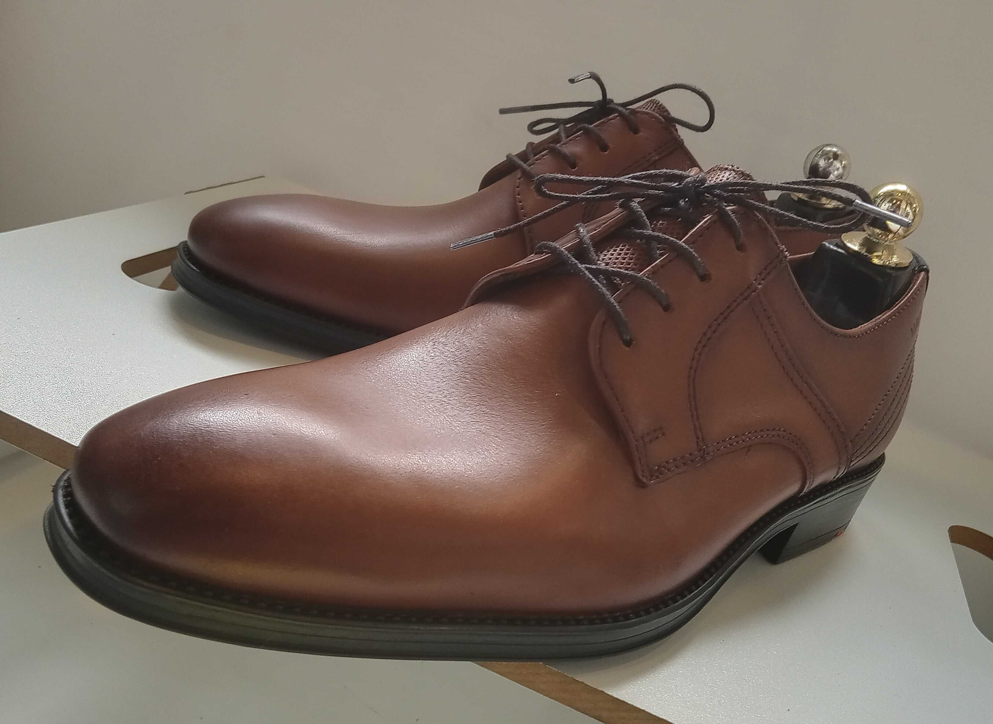 Pantofi derby 43.5 44 plain toe premium LLOYD NOI piele naturala moale
