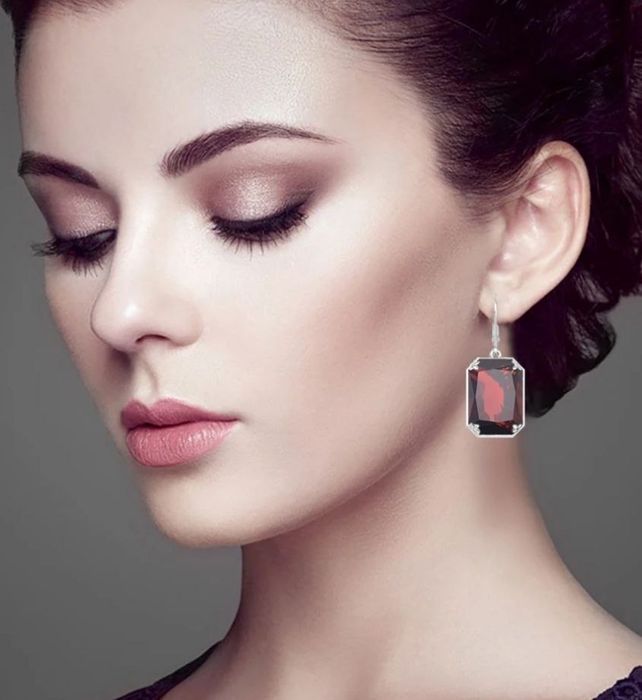 Серьги серебро натуральный гранат