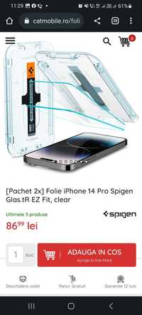 [Pachet 2x] Folie iPhone 14 Pro Spigen Glas.tR EZ Fit, clear