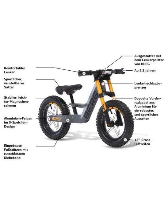 Bicicleta fără pedale, cu frâna copil 2-5 ani