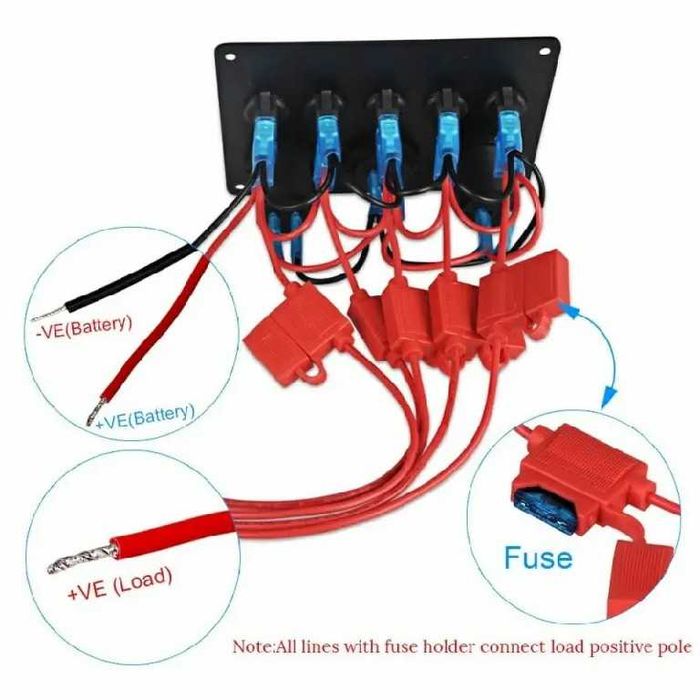PANOU kit 5 butoane on off AUTO voltmetru incarcator PRIZA AUTO 12V 24