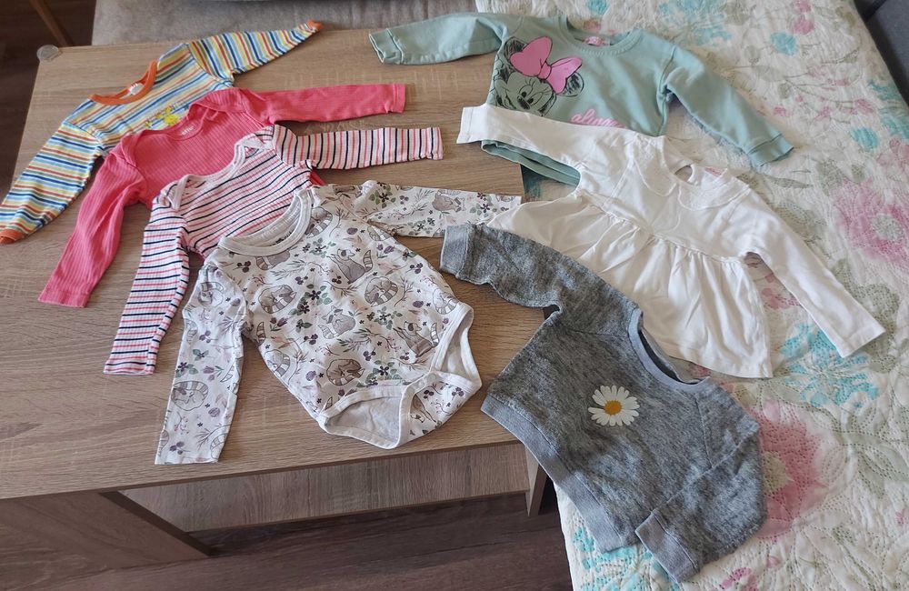 Лот блузи и боди с дълъг ръкав за бебе, размер 80