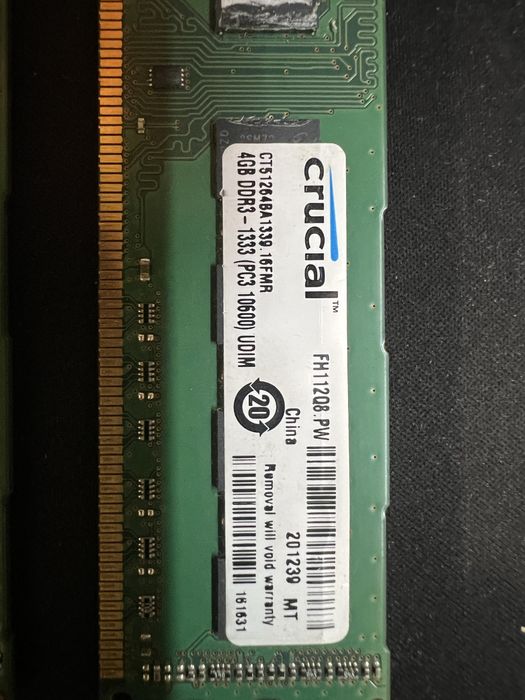 Оперативная память 4GB DDR3 1600 и 1333