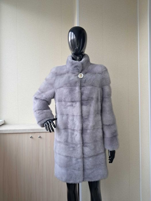 Haină blană nurcă , Naturala, culoare safir 4in1