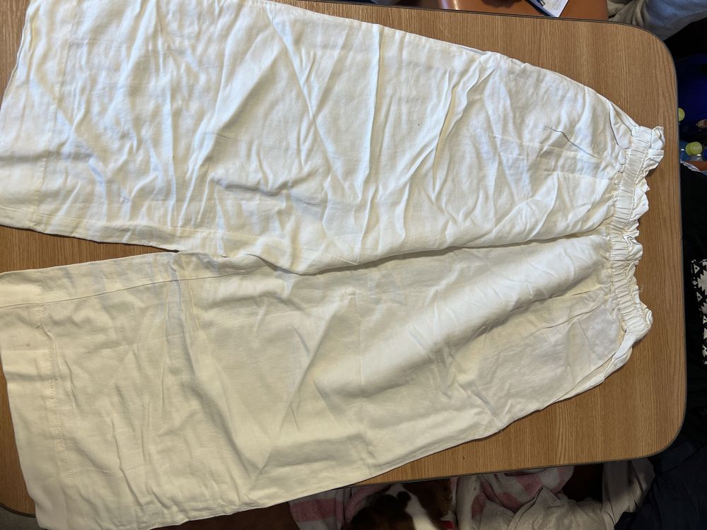 Pantalon alb larg