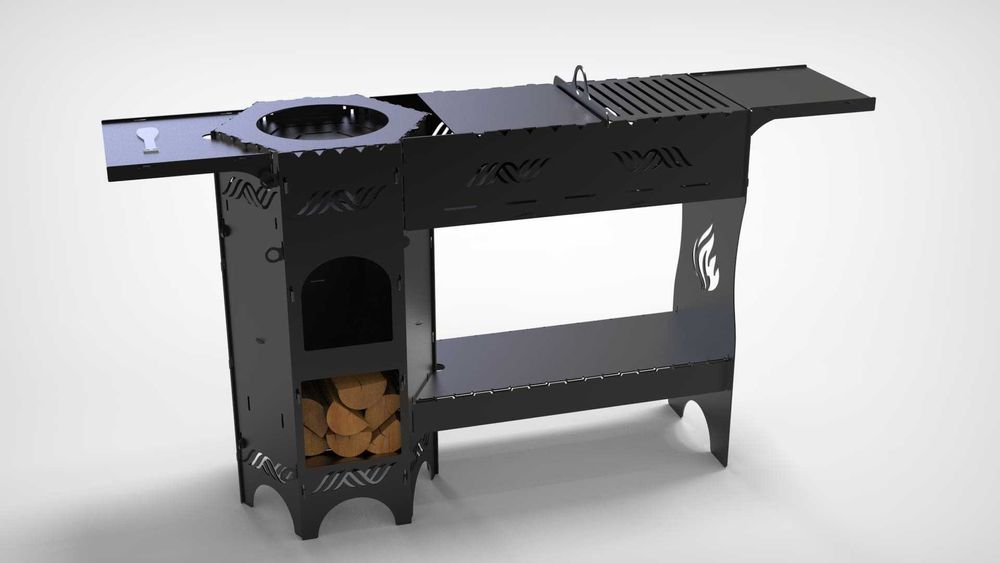 Gratar cu suport pentru ceaun, metal 3mm, negru mat, CNC laser