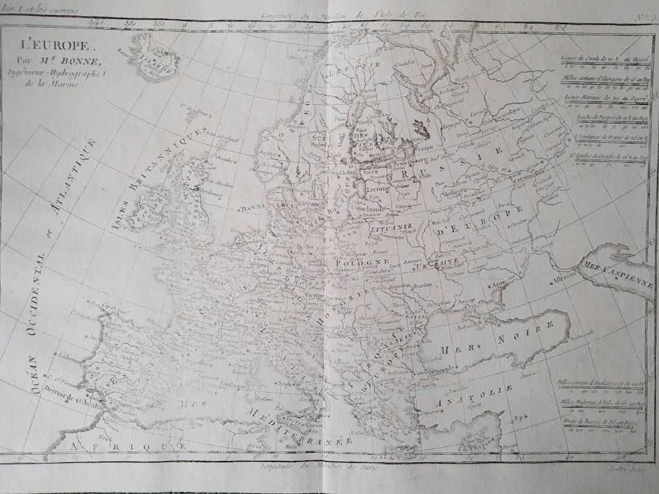 Harta a Europei, tiparitura originala din 1780