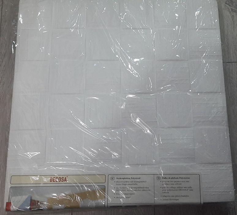 Tavan fals decorativ,polistiren expandat,F Dublin,alb,50x50x0.8 cm,Nou