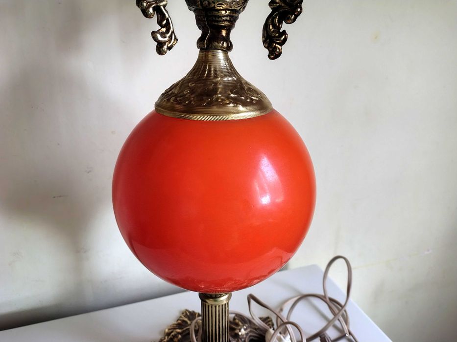 Прекрасна Голяма Стара Бронзова Лампа