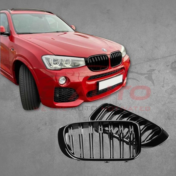 Двойни решетки, бъбреци за BMW X3 F25 и X4 F26 (2010–2018) – черен лак