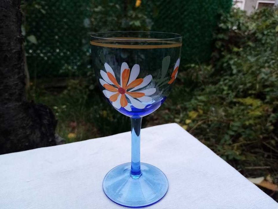 Сервиз за ракия - синьо стъкло