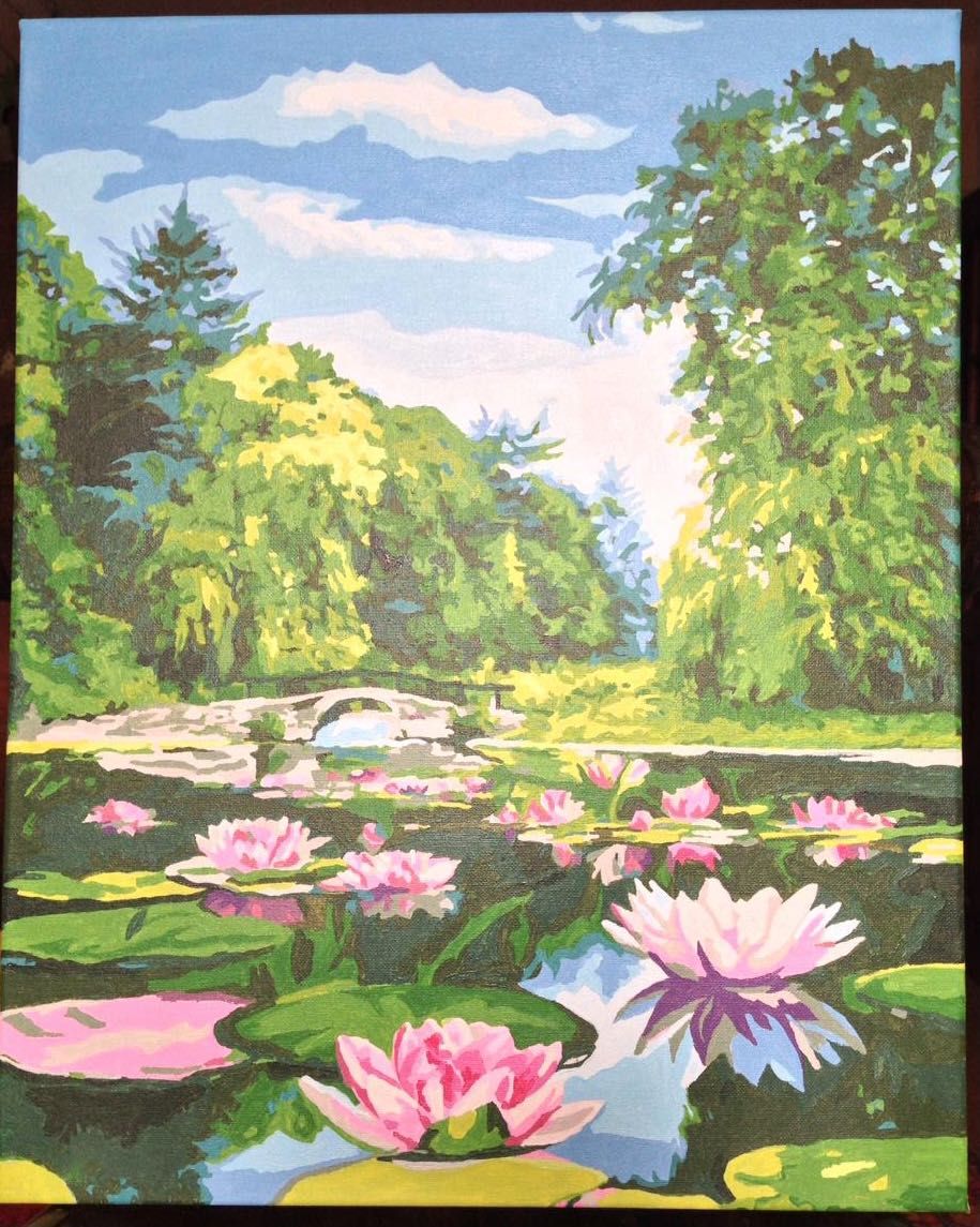 Картина « Лотосы в пруду». Акрил.