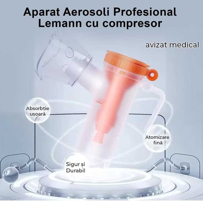 Aparat Aerosoli NOU Profesional Compresor Nebulizator Silentios Garant