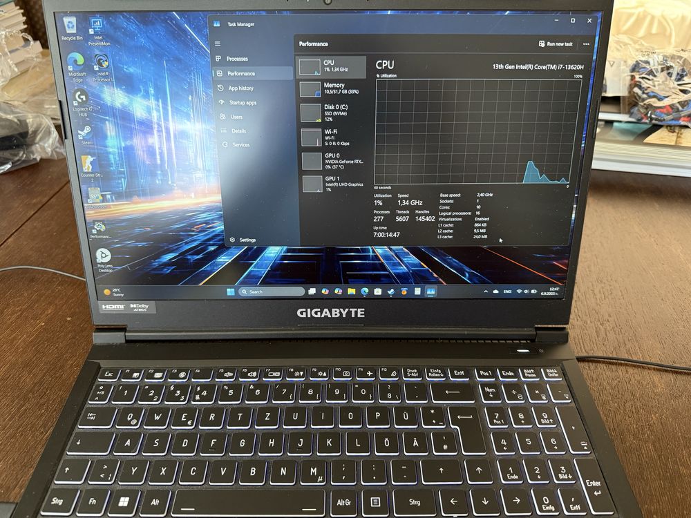 Лаптоп GIGABYTE G5 MF5 i7-13620H RTX 4050 32GB DDR5 1TB WIN11
