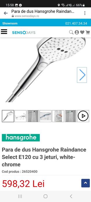 Para de dus Hansgrohe Raindance Select E120 cu 3 jeturi, white-chrome