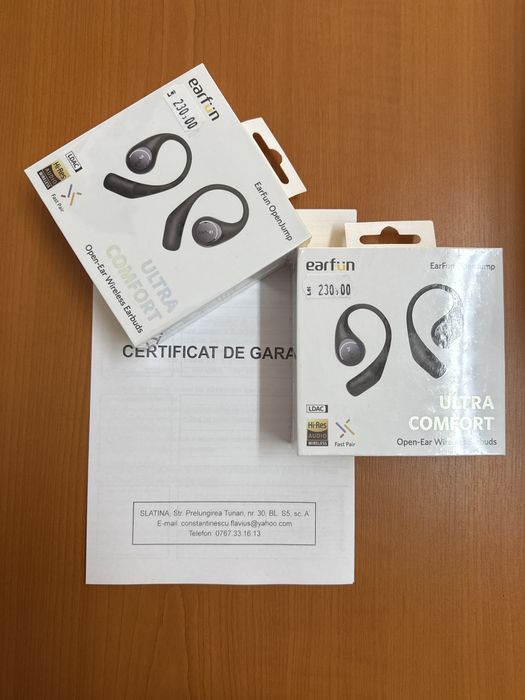 Casti Earfun OpenJump Ultra Comfort, noi/sigilate