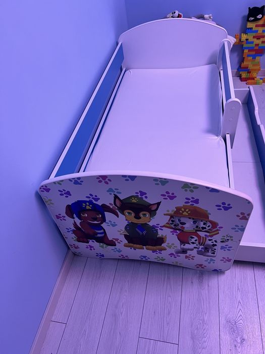 Pat copii cu sertar și saltea Patrula Cățelușilor