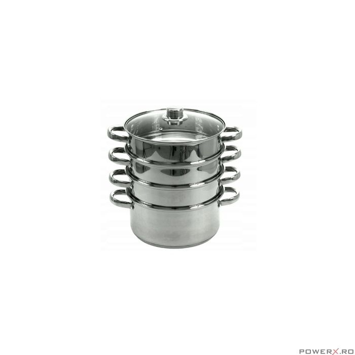 Set de 5 piese, oala pentru fiert cu abur, inox, 24 cm 5 litri