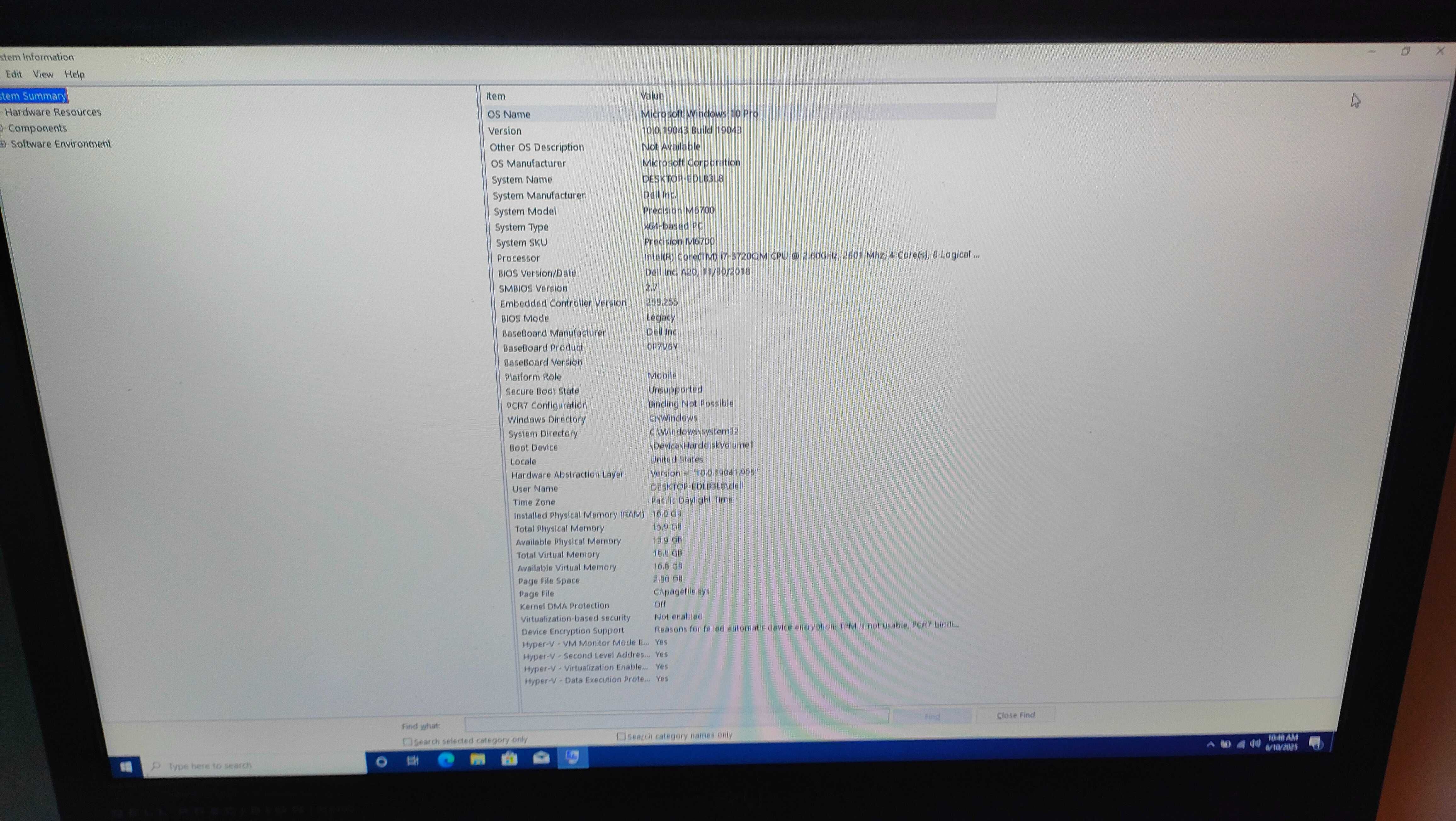 Лаптоп dell Precision  M6700 17.3" FHD/ i7-3720M /16GB/SSD 128GB/750GB