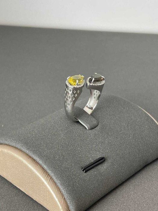 Золотое кольцо, цитрин, раухтопаз 16 размер