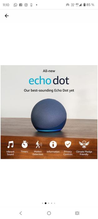 2 Bucati Boxa inteligenta Amazon Echo Dot 5, Control Voce Alexa, Wi-F