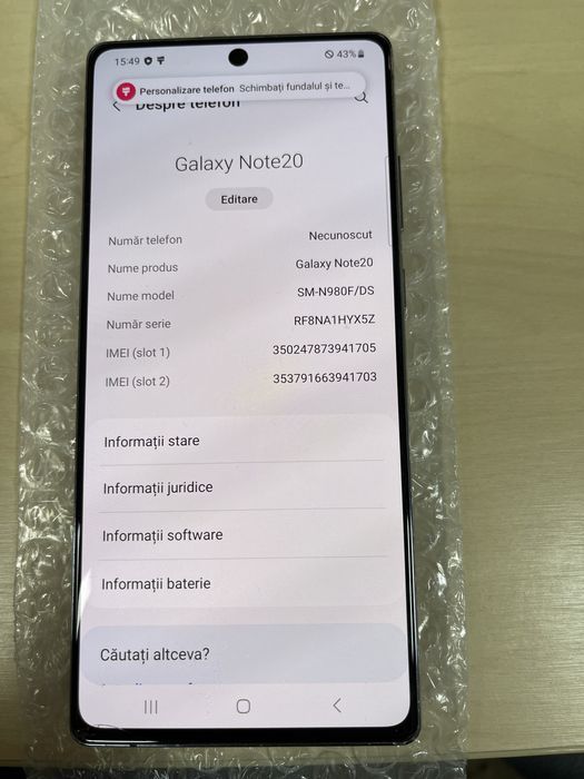 Samsung Galaxy Note 20 5G Dual Sim 256GB Gray ID-ynq655