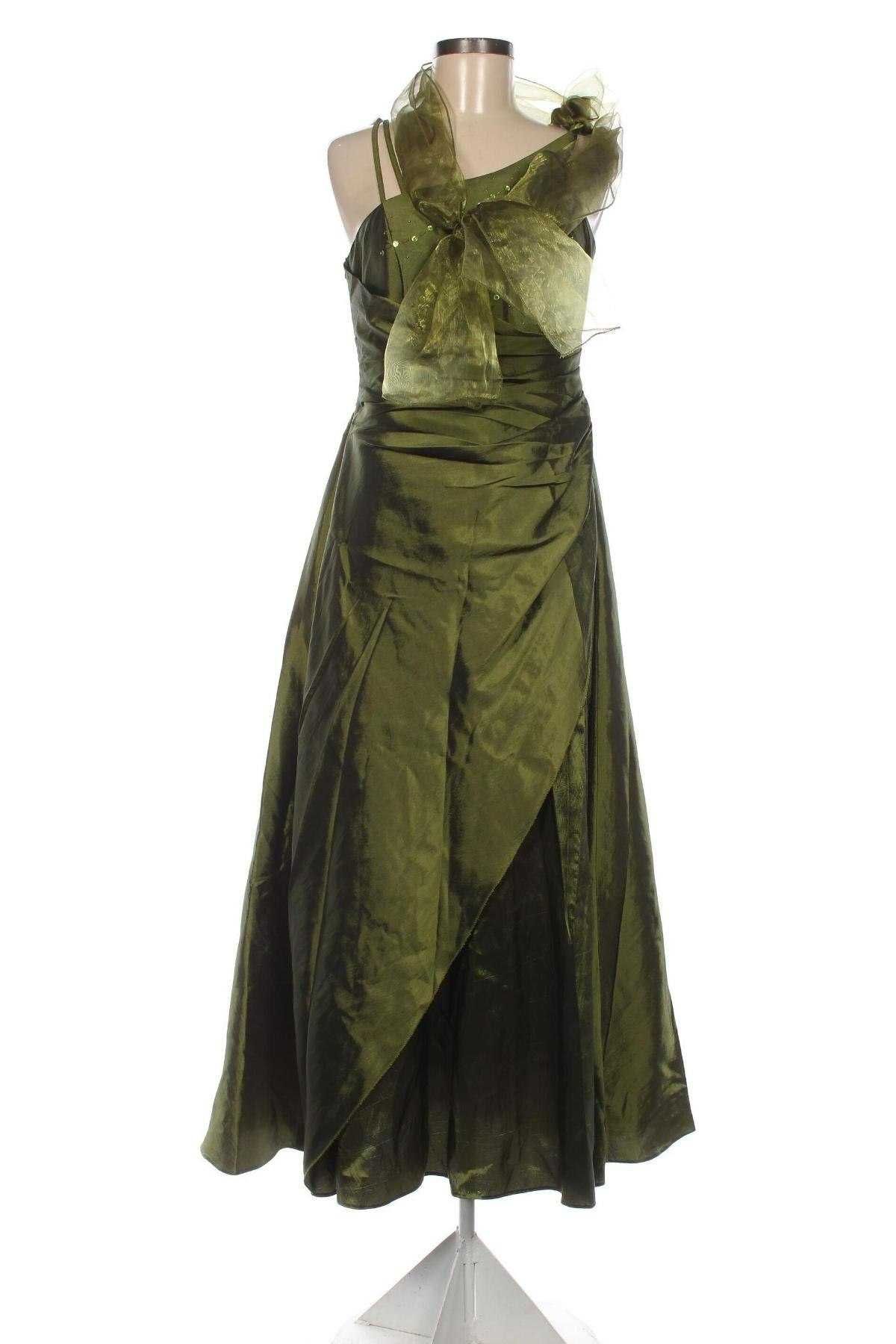 Rochie ocazie verde marimea L satinata