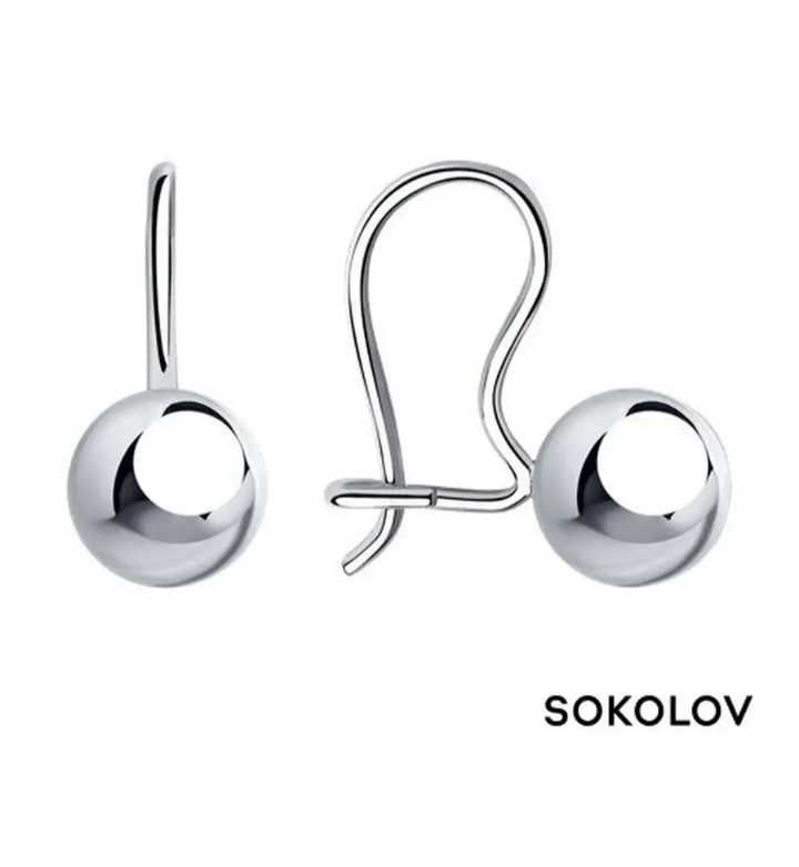 Серьги в форме шариков из серебра 925 пробы
