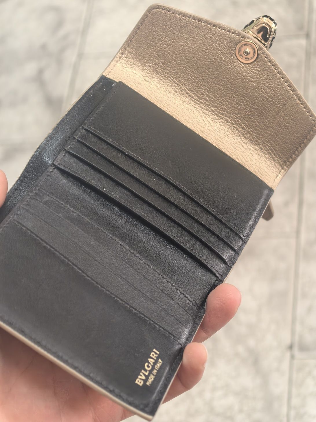 Дамско портмоне Bvlgari Serpenti Trifold Light Gold