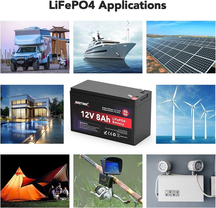 12V 8Ah LiFePO4 Акумулаторна батерия с вграден BMS и голям цикъл 4000+