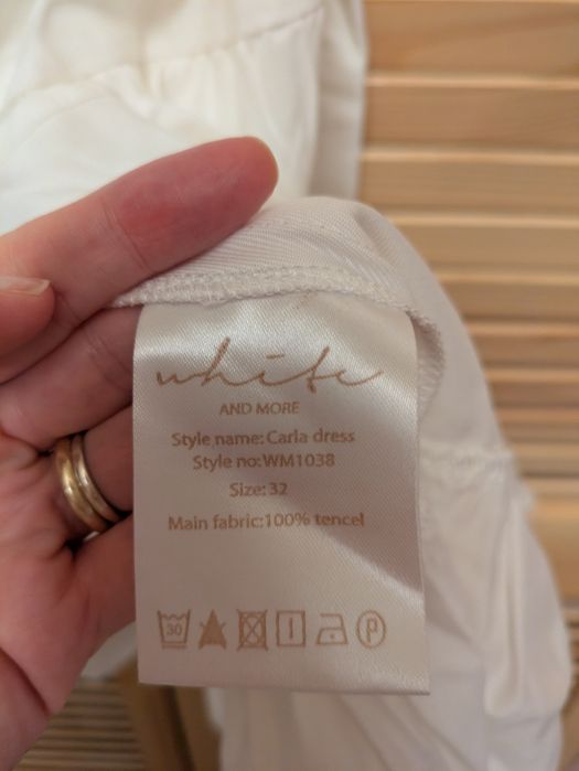 Rochie scurta, alba, 100% tencel, Noua, xxs