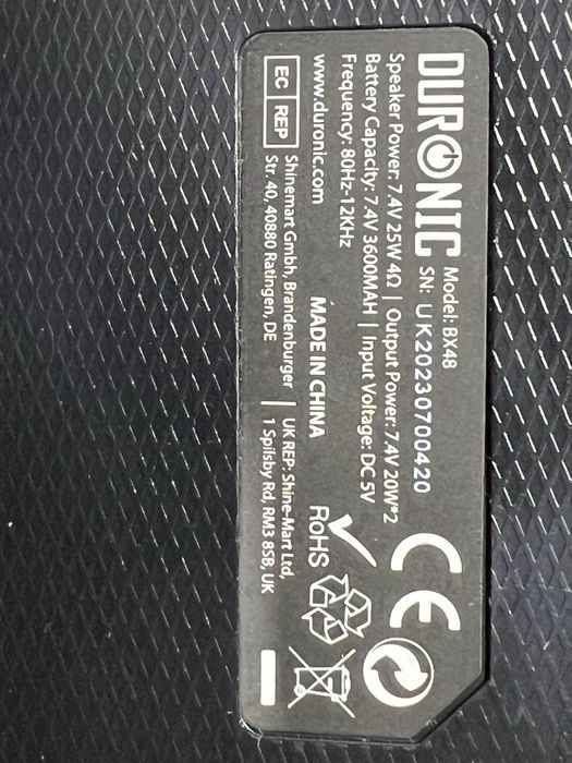 Duronic Boombox BX48, Bluetooth тонколона, IPX5 RGB