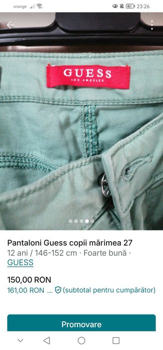 Pantaloni Guess copii mărimea 27