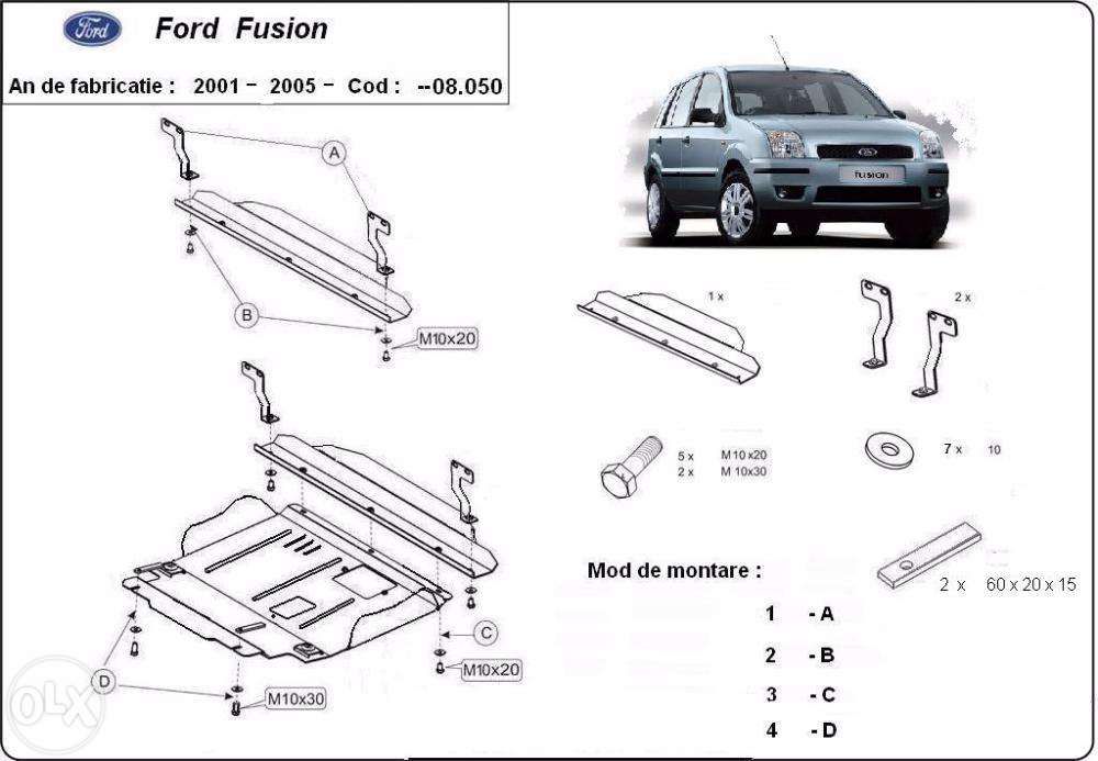 Scut metalic pentru motor Ford Fusion 2003-2016 - otel 2mm