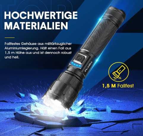 Тактически LED фенер PUAIDA, 10 000 LM, 4800 mAh батерия