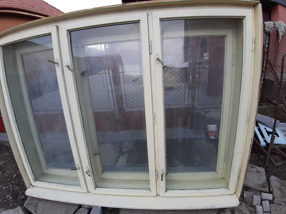 Usa de interior din lemn 1x2 m-1 bucata, Geam 3 canate, Caramida veche