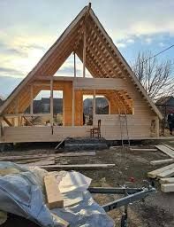 Cabane stil A Frame si case din structura de lemn, dimensiuni in funct