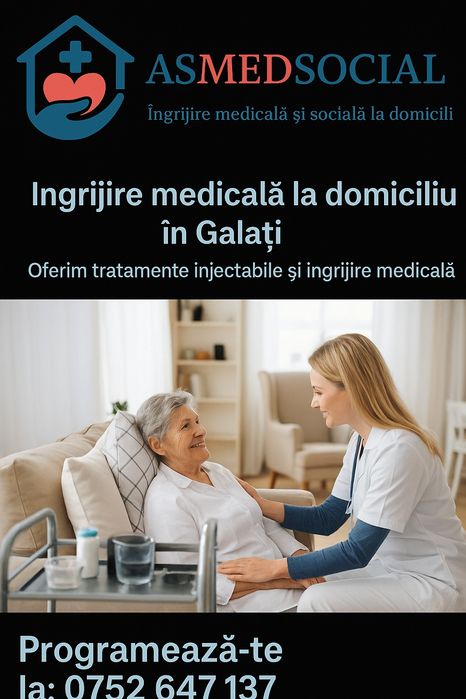 Îngrijiri medicale la domiciliu'perfuzii'injectii'pansamente escare.