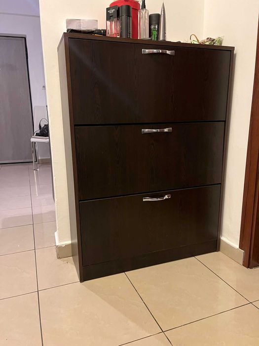 VAND PANTOFAR cu  3 nivele SI CUIER  cu  oglinda  wenge