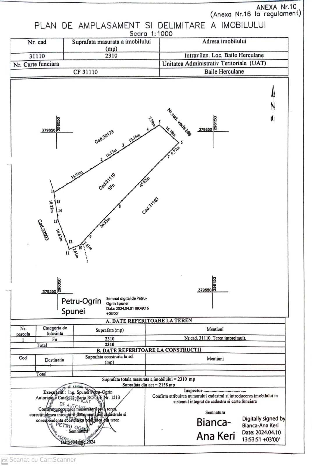 Vând teren intravilan 2310 mp Băile Herculane/Platoul Coronini